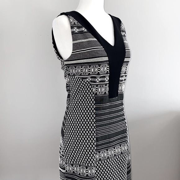 🇨🇦 Ruelle Patchwork Dress Sleeveless Black And White Made In Canada - Picture 8 of 17